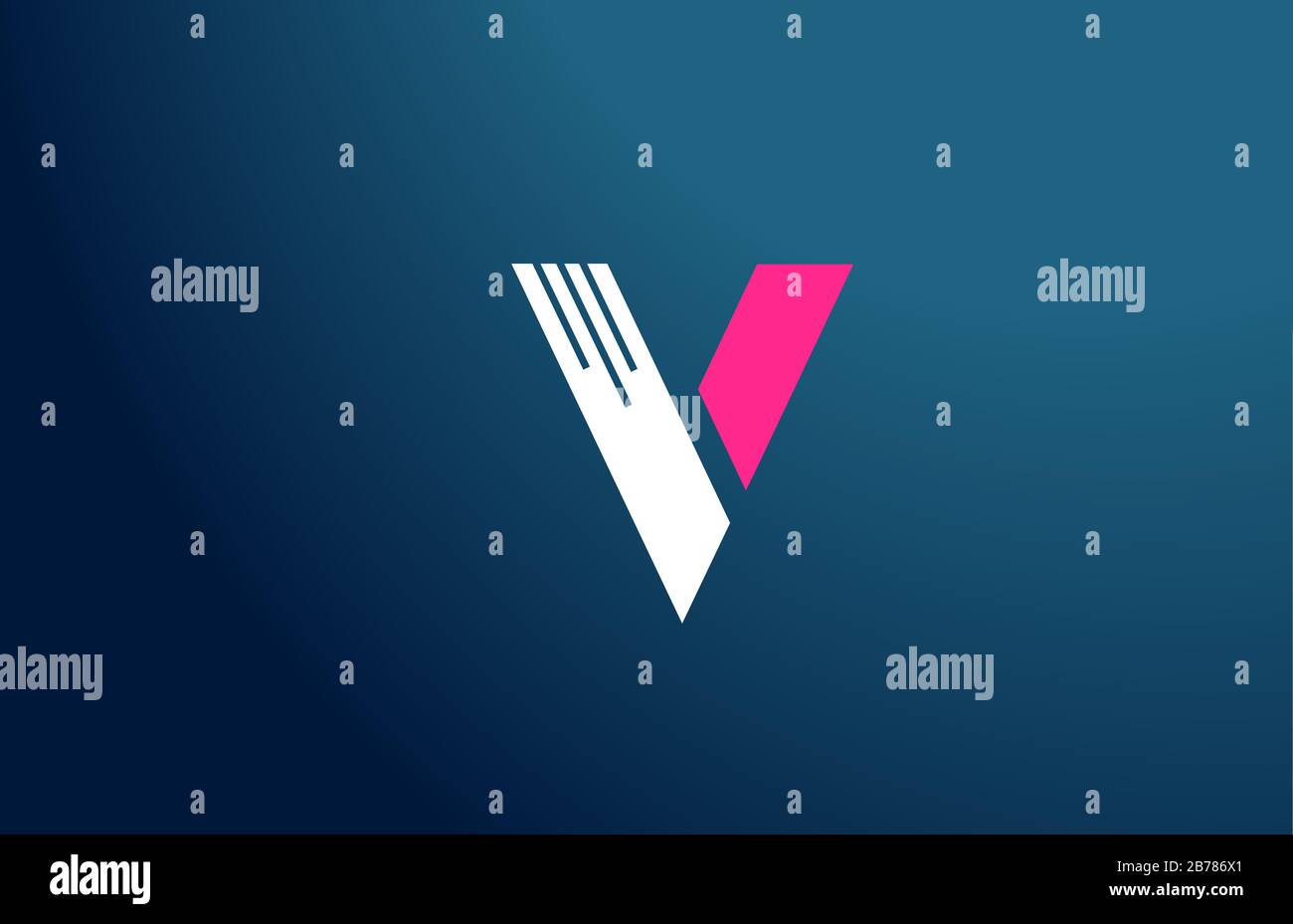 blue white pink alphabet V logo letter design icon for company and ...
