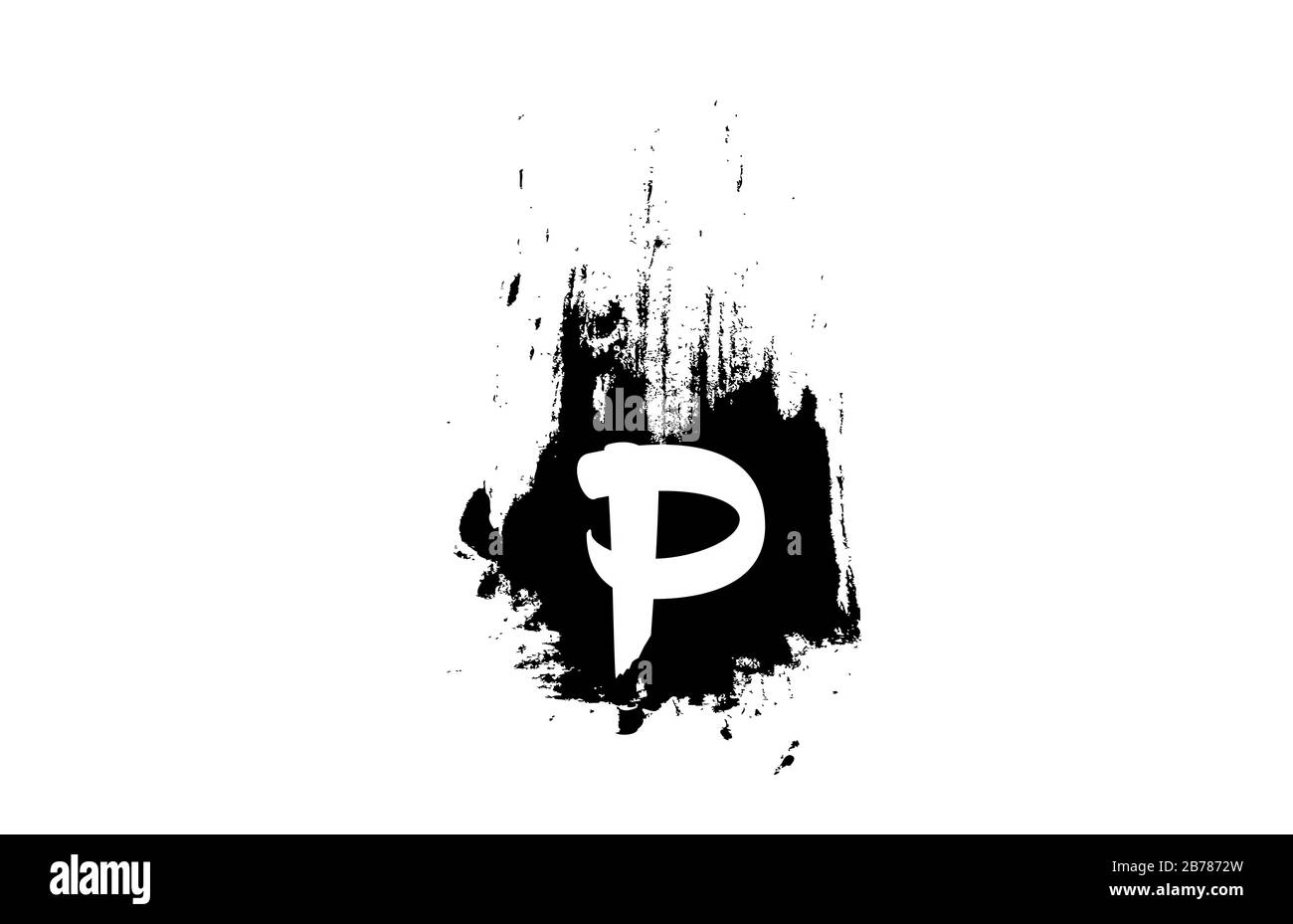 letter P grunge alphabet letter logo with brush stroke icon design for ...