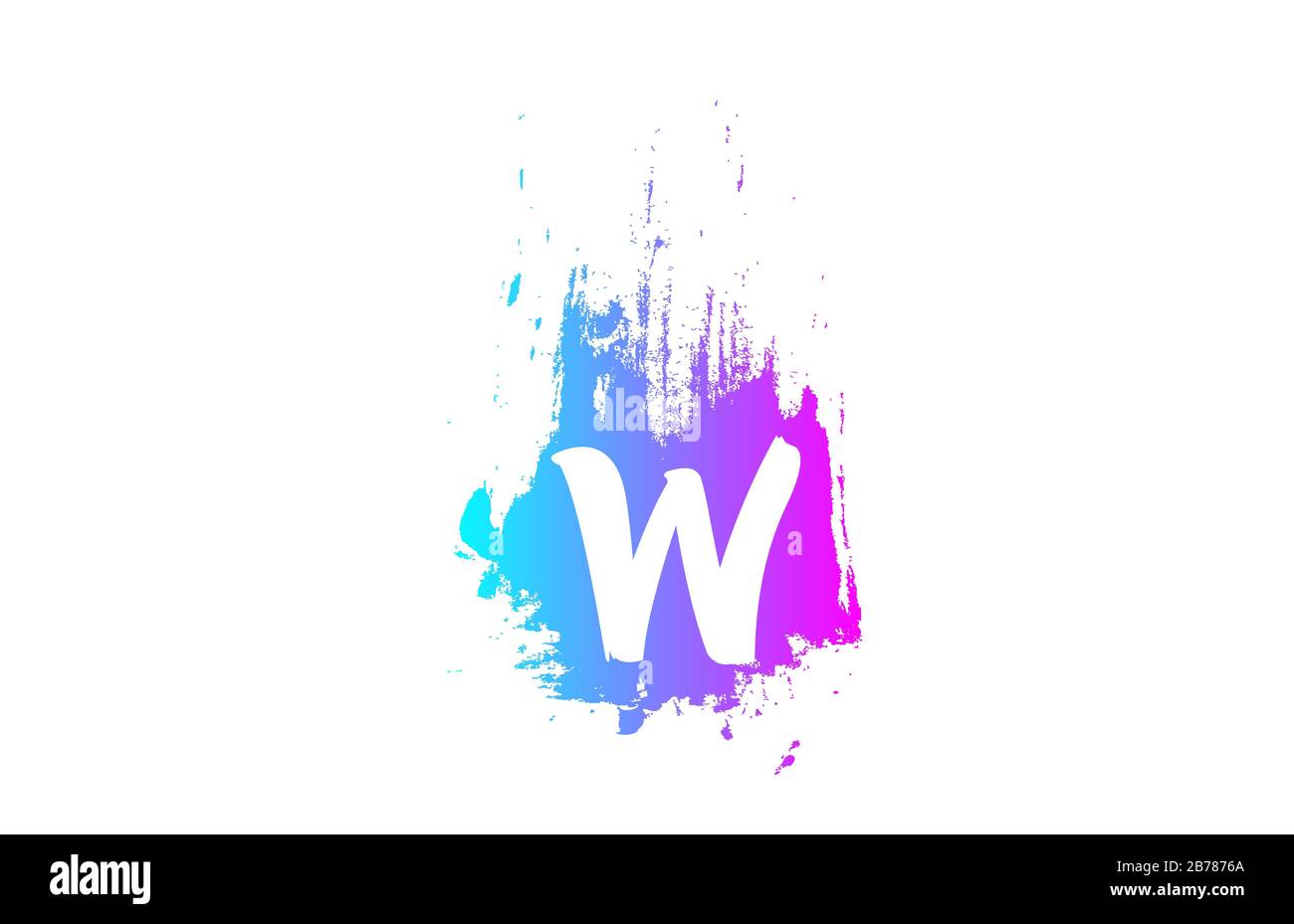 pink W letter alphabet grunge logo icon with brush stroke design for ...