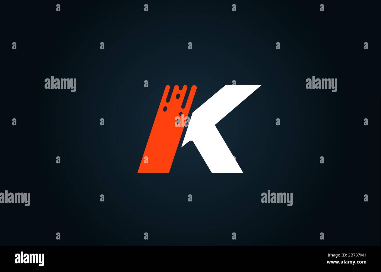alphabet white orange blue letter logo K icon design for business and ...