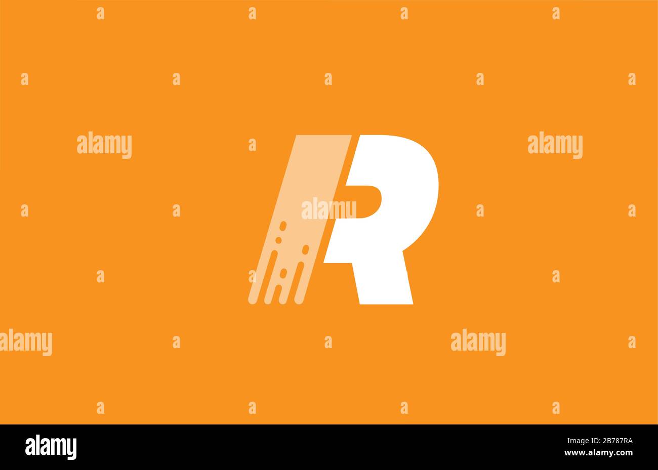 orange white alphabet R letter logo design icon for company and ...