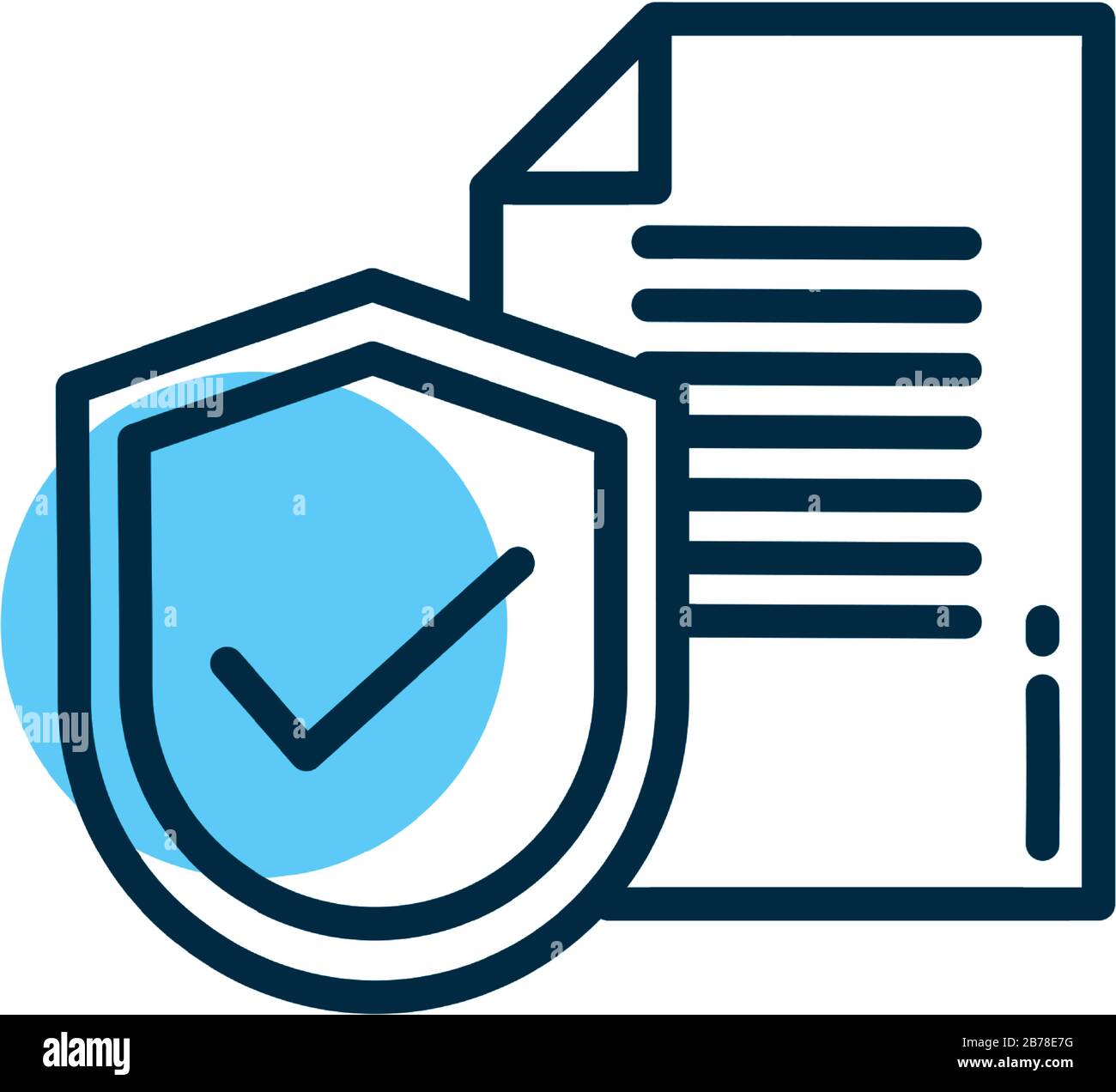 shield with document, line style icon vector illustration design Stock ...
