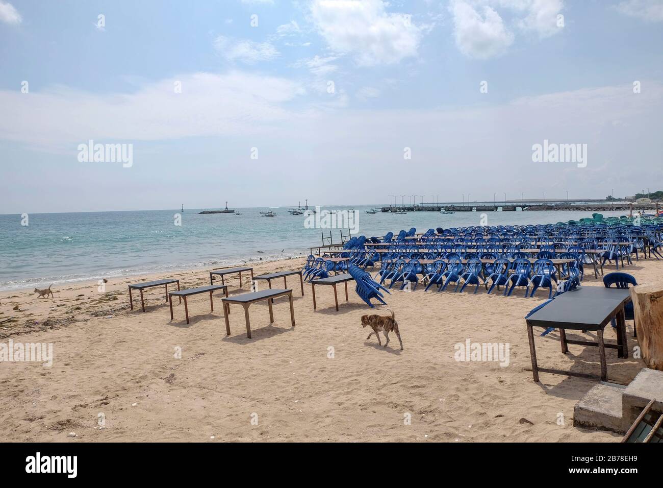 Bali, Indonesia. 14th Mar, 2020. Photo shows an empty seafood