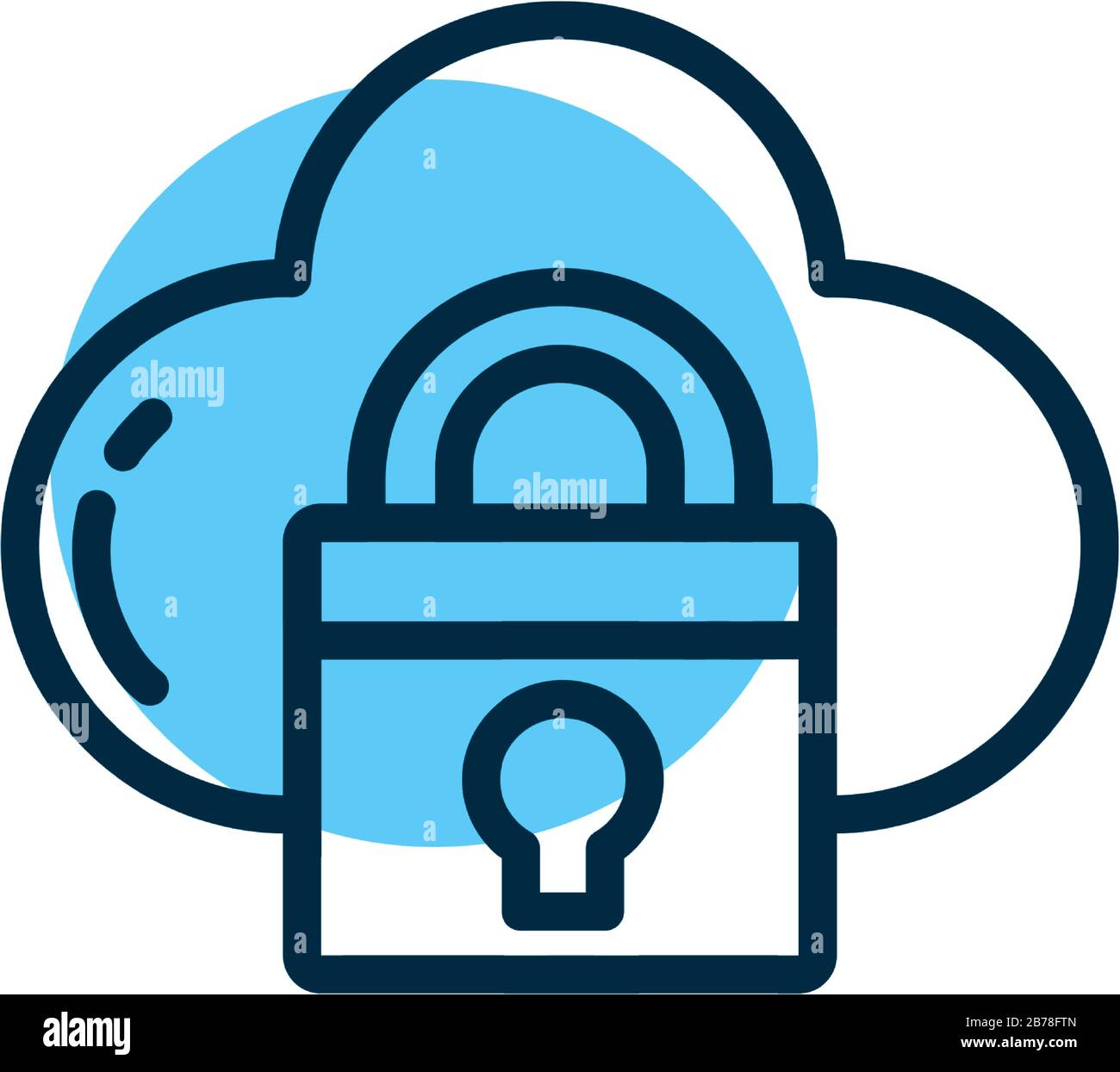 padlock with cloud, line style icon vector illustration design Stock ...
