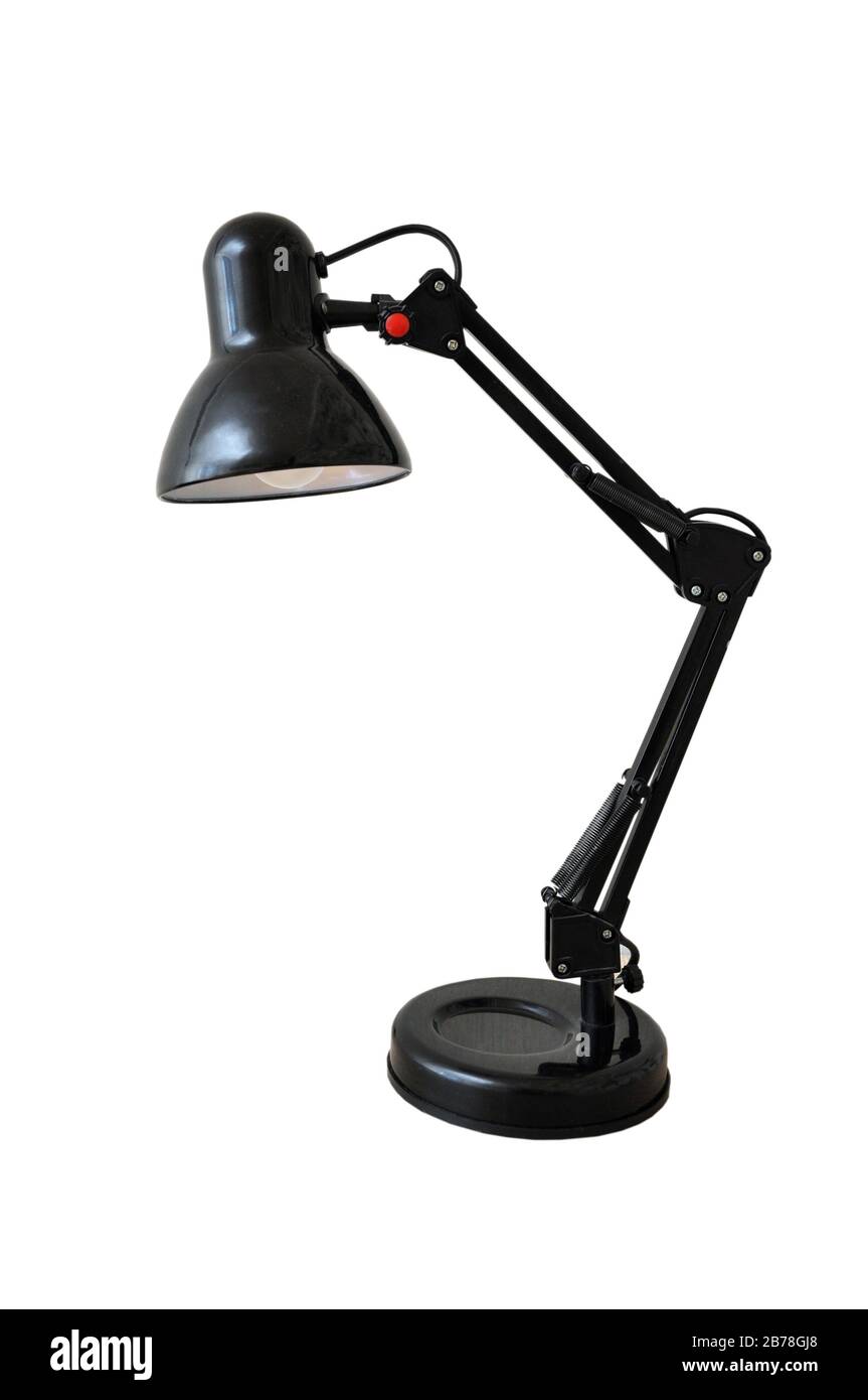 Vintage black table lamp isolated on white background Stock Photo