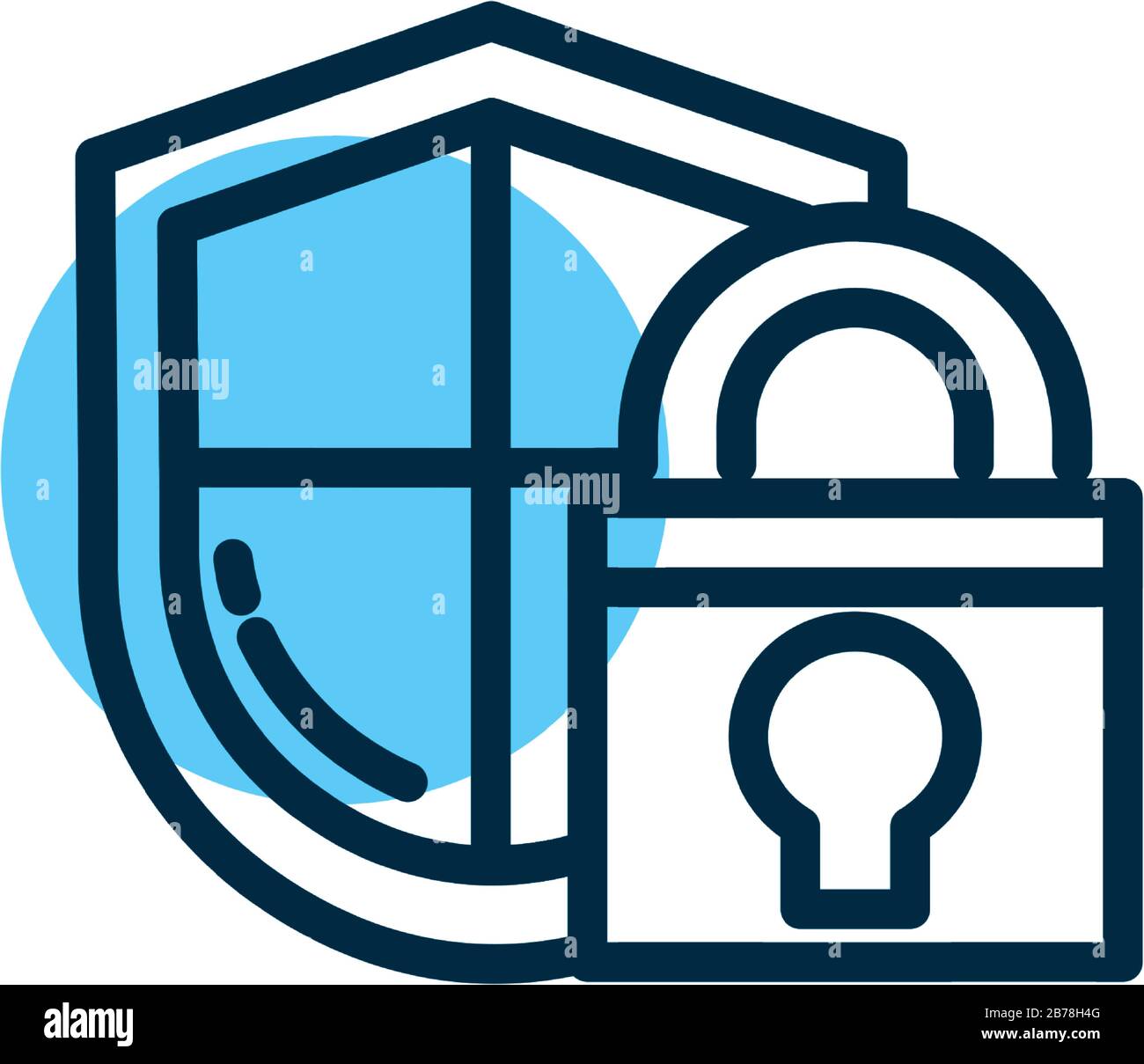 padlocked shield, line style icon vector illustration design Stock ...