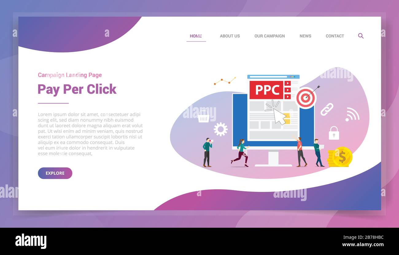 ppc pay per click or paid per click for website template or