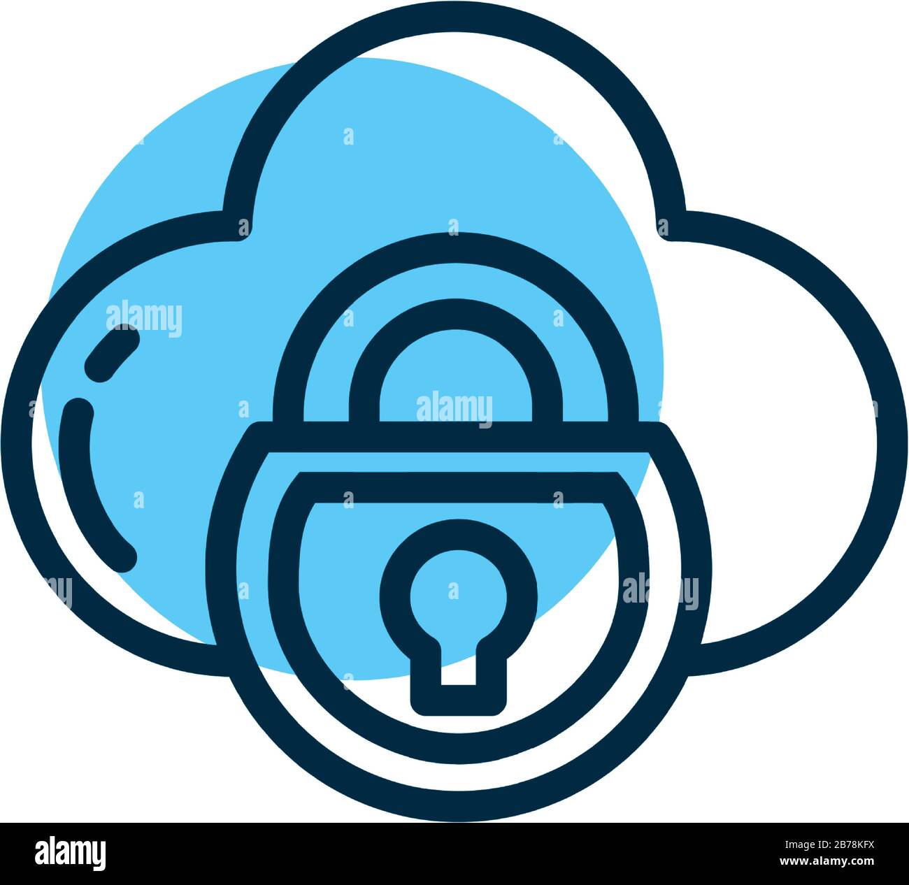 padlock with cloud, line style icon vector illustration design Stock ...