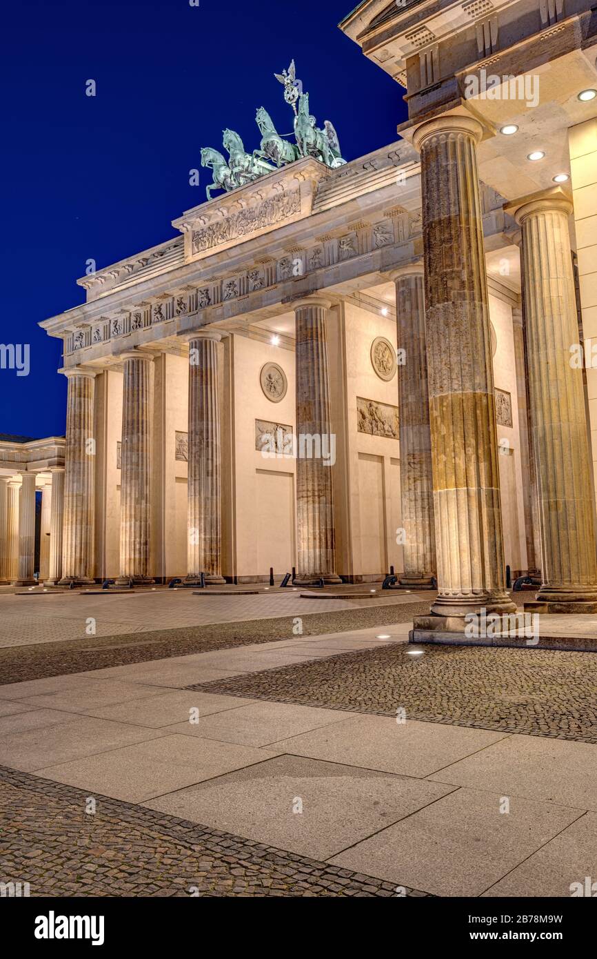 The famous Brandenburger Tor in Berlin at night Stock Photo