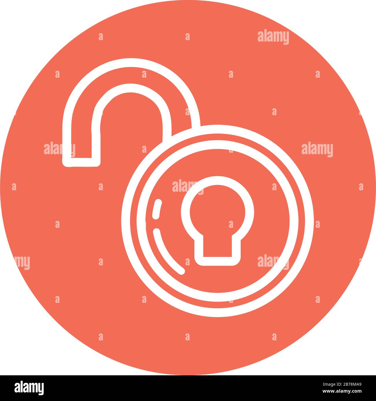 open padlock, block and flat style icon vector illustration design ...