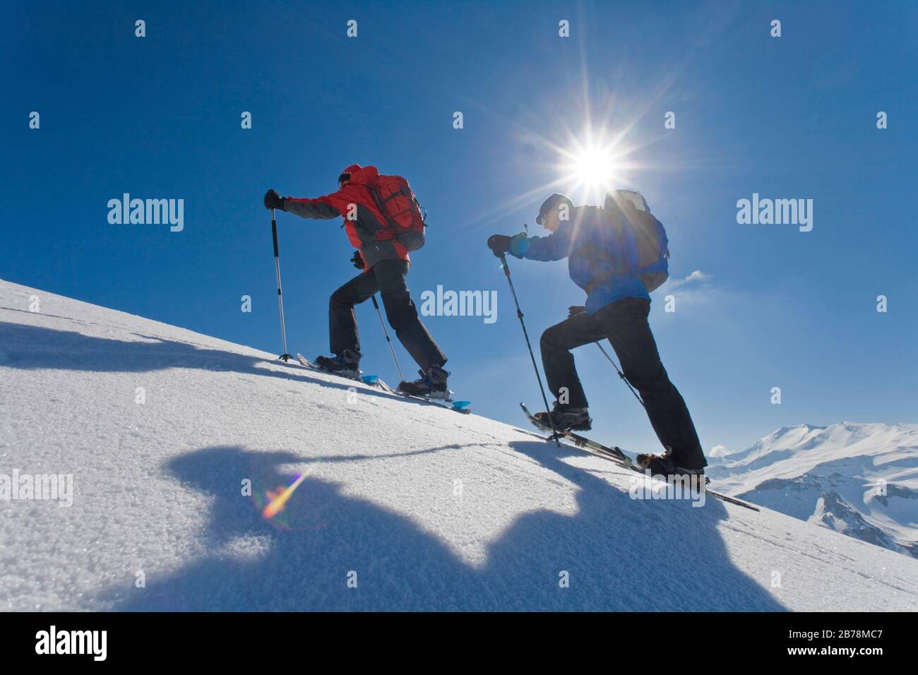 Schneeschuhwandern, Aufstieg zum Gipfel, Grossglockner, Österreich Stock Photo
