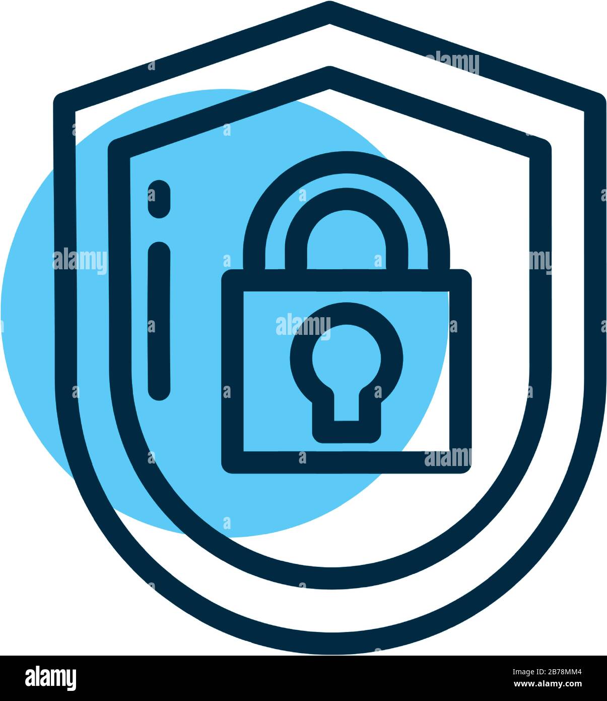 padlocked shield, line style icon vector illustration design Stock ...