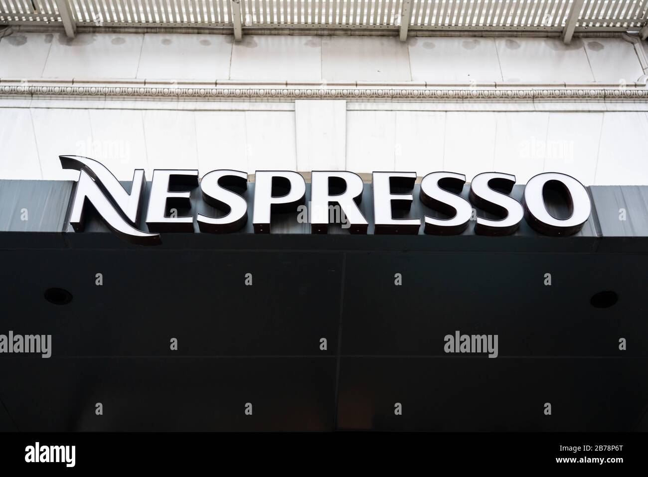 San Francisco, USA. 23rd Jan, 2020. Nespresso logo, A Swiss coffee capsules brand and a unit of the Nestle Group. Credit: Alex Tai/SOPA Images/ZUMA Wire/Alamy Live News Stock Photo
