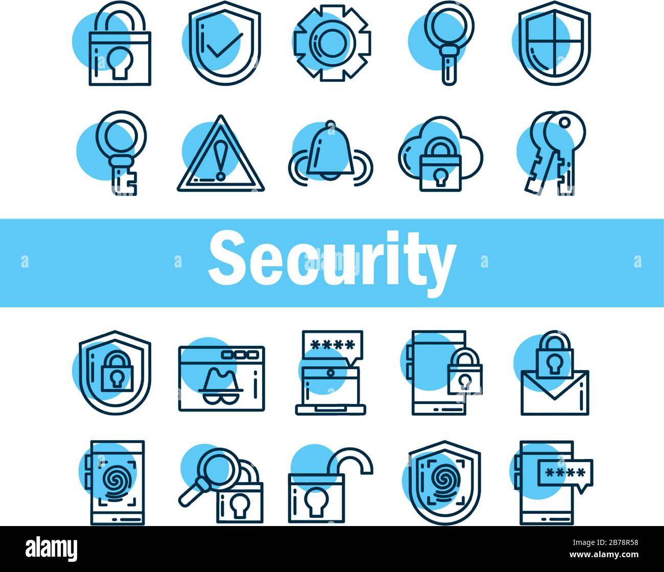 set of icons security, line style icon vector illustration design Stock ...