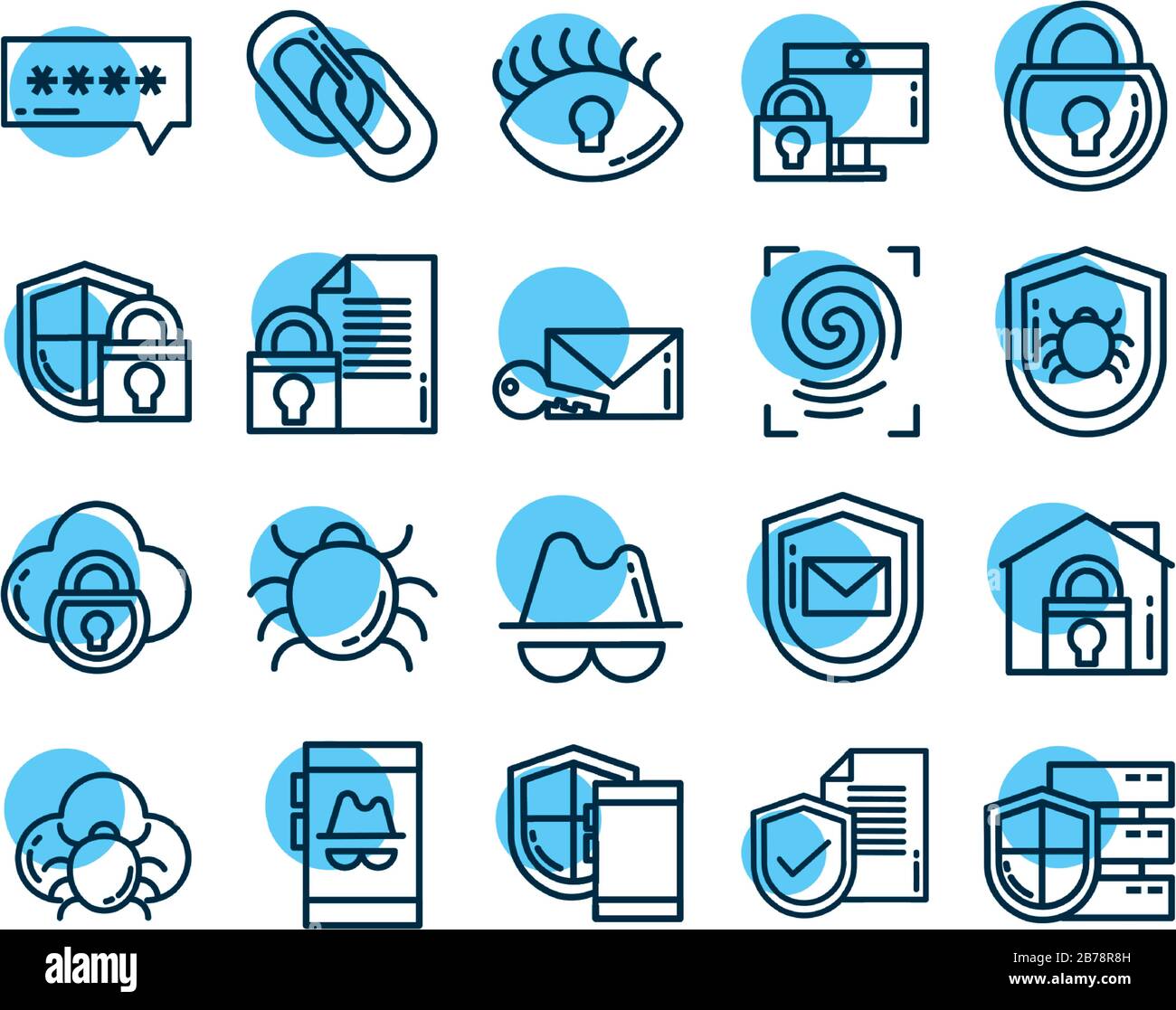 set of icons security, line style icon vector illustration design Stock ...