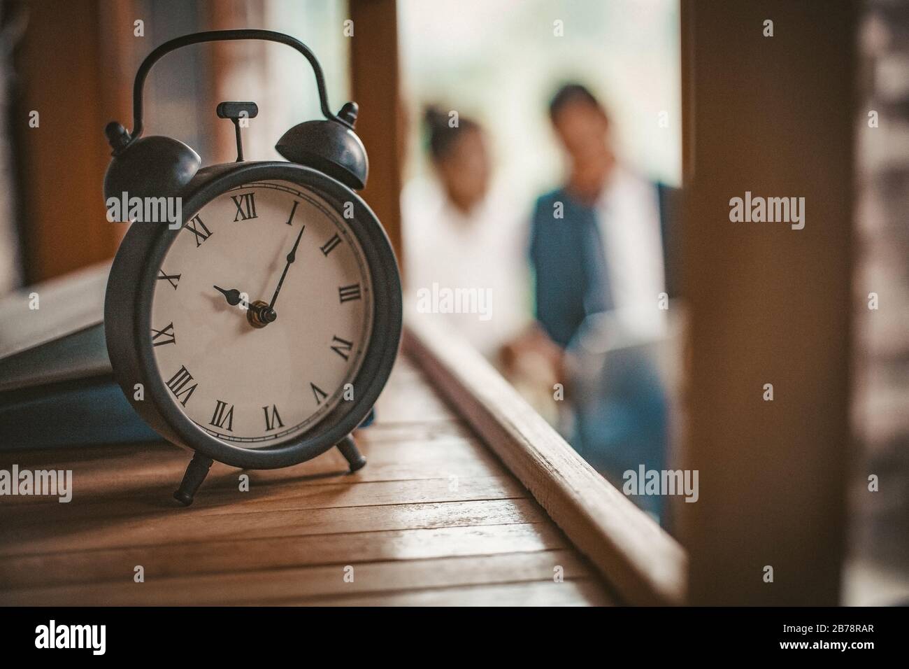 Desk Alarm Clock Indicate Correct Time In Office Stock Photo Alamy