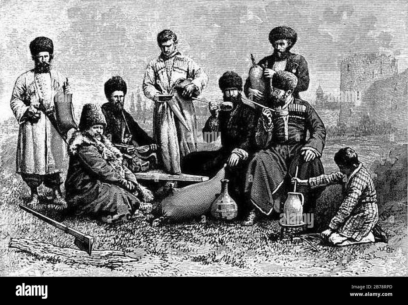 Georgian types and costumes (Élisée Reclus). Stock Photo