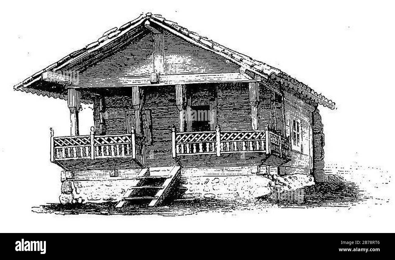 Georgian village house (Roskoschny 1884). Stock Photo