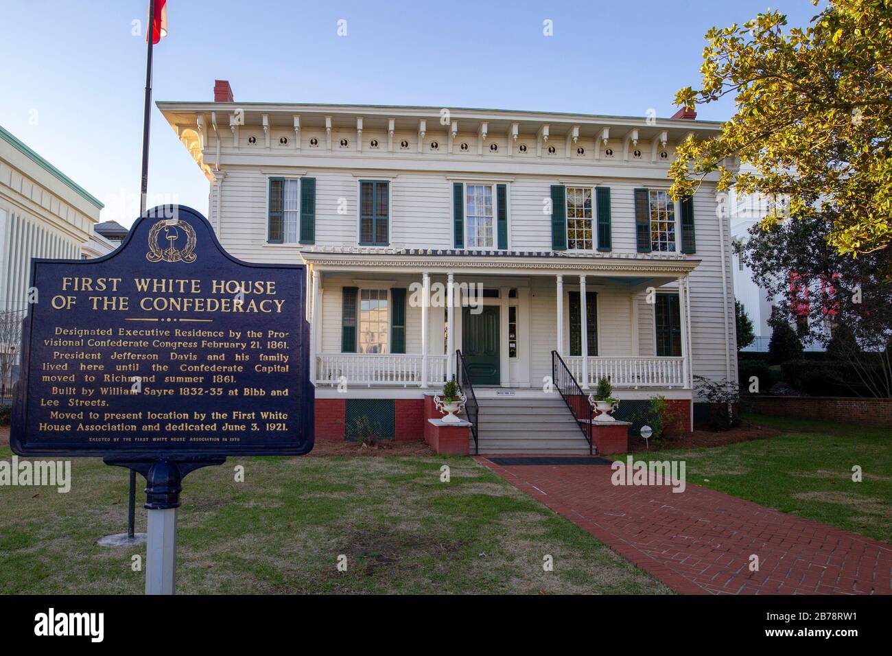 The First White House of the Confederacy while the capital of the Confederate States of America was in Montgomery, Alabama. Stock Photo
