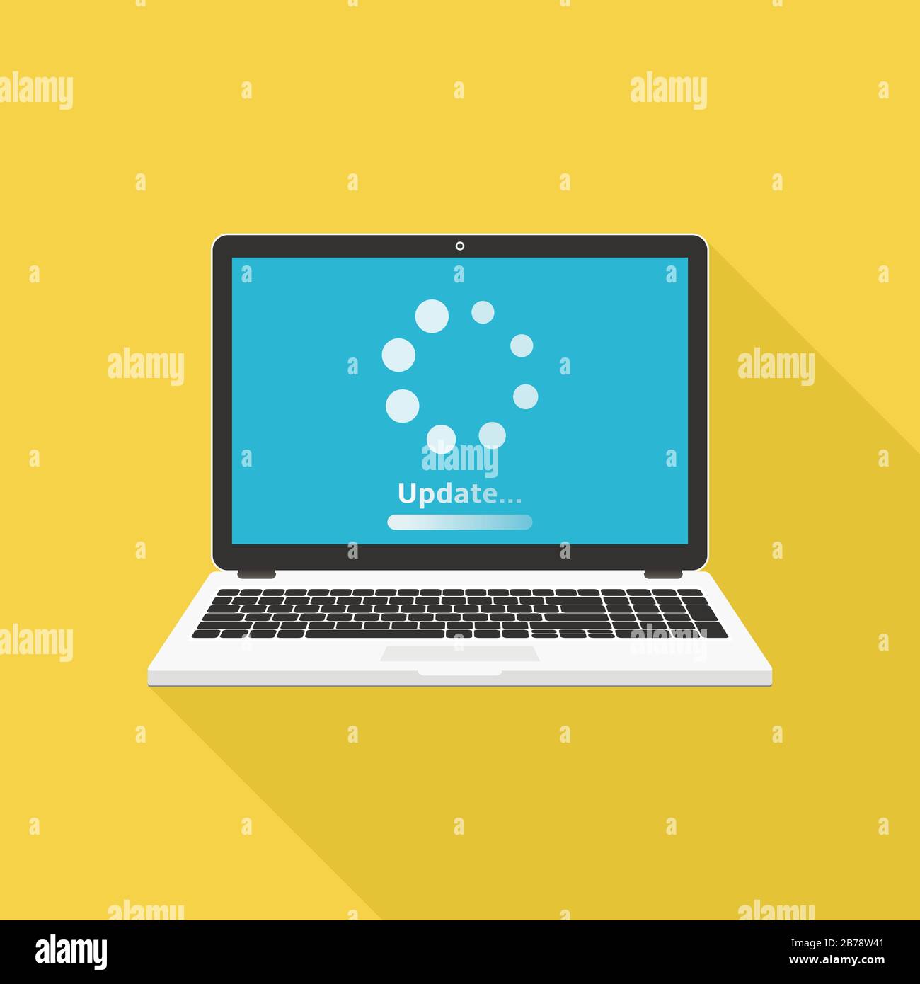 Laptop with update loading process vector illustration, flat design Stock Vector