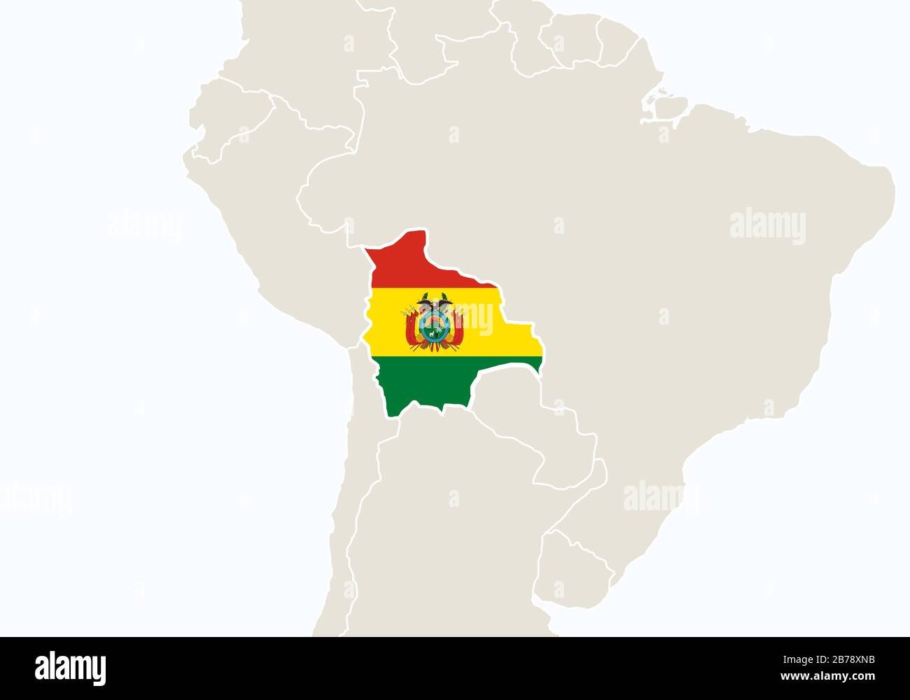 South America With Highlighted Bolivia Map Vector Illustration Stock South America With Highlighted Bolivia Map Vector Illustration 2B78XNB 