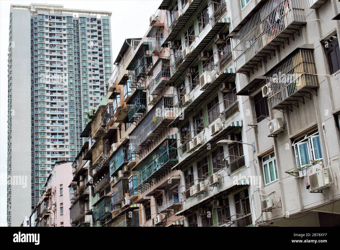 Old and modern apartments in Macau, China Stock Photo