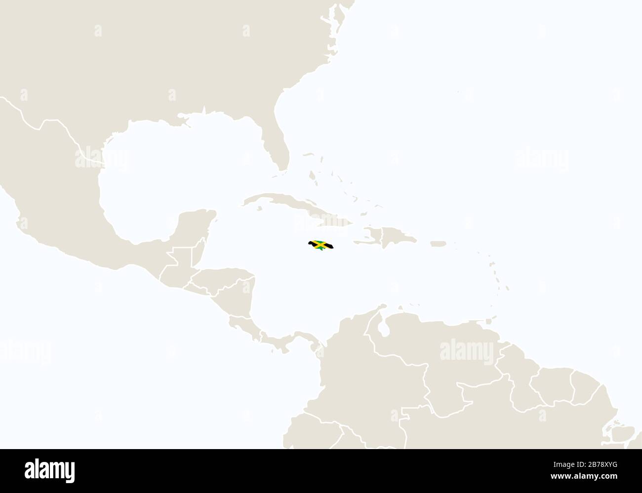 North America with highlighted Jamaica map. Vector Illustration. Stock Vector