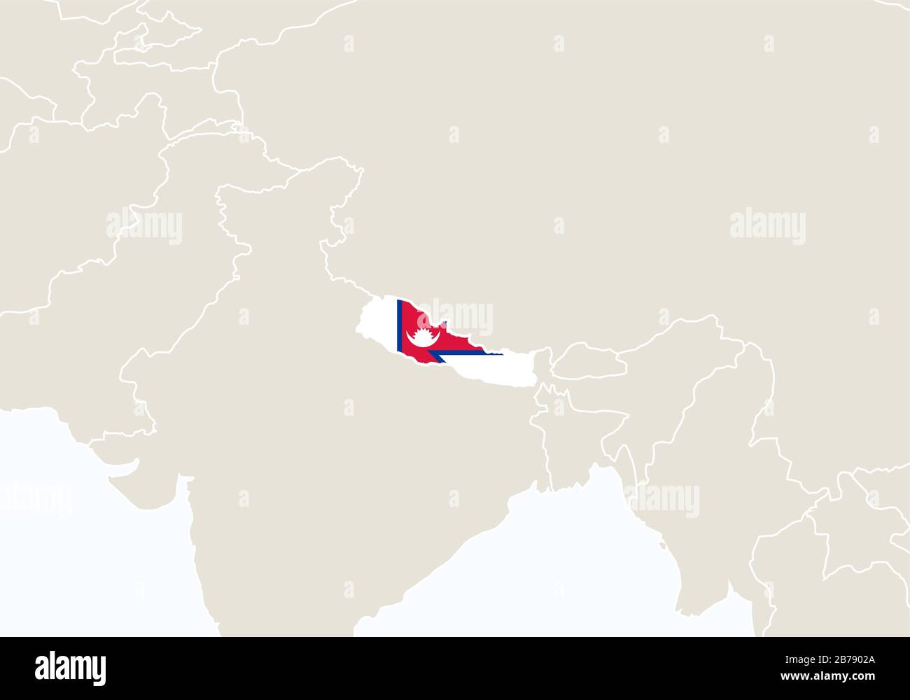 Asia with highlighted Nepal map. Vector Illustration Stock Vector Image ...