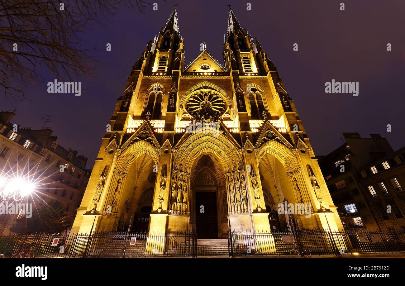 the Catholic Basilica of Saint Clotilde at night , Paris, France Stock Photo Alamy