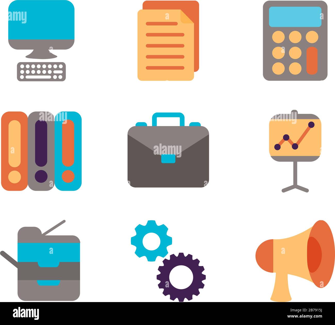 bundle of office set flat style icons Stock Vector Image & Art - Alamy