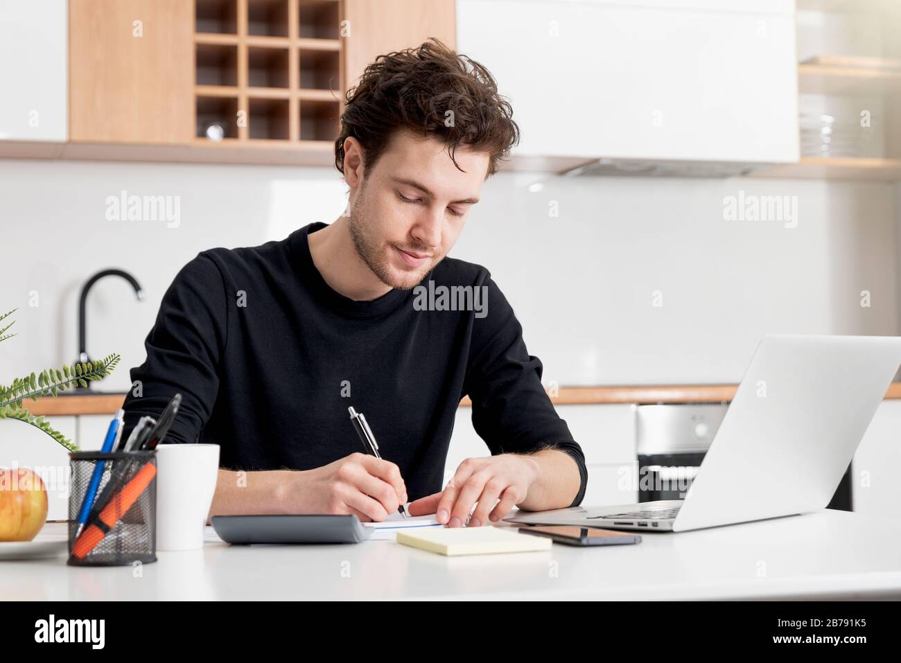 Man making financial revision. Home budget concept. Stock Photo