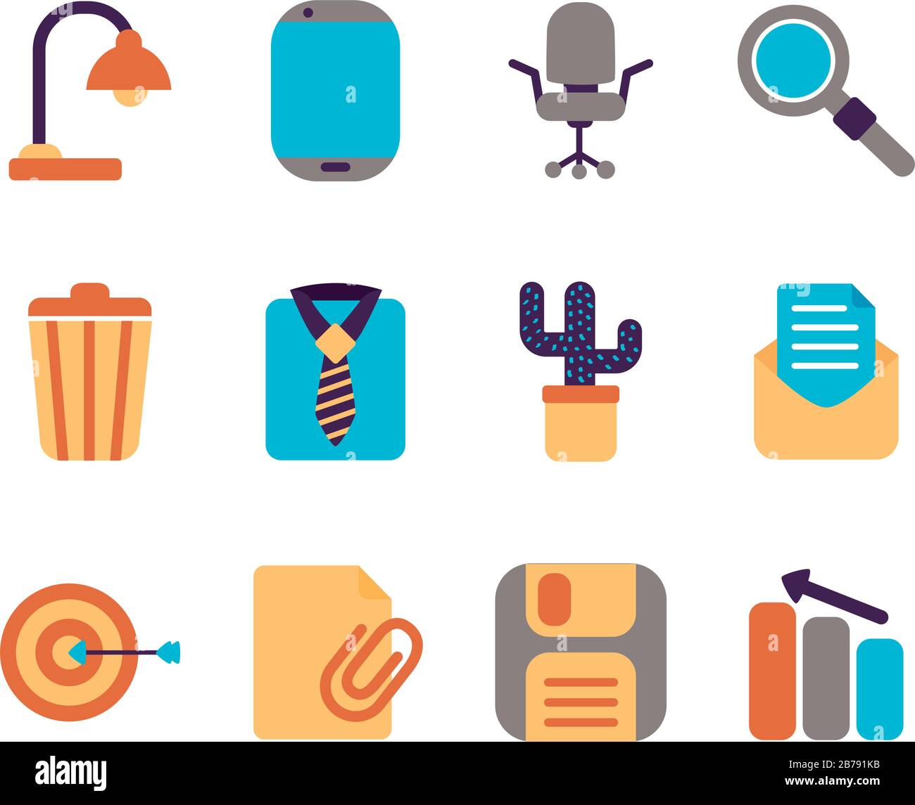 bundle of office set flat style icons Stock Vector Image & Art - Alamy