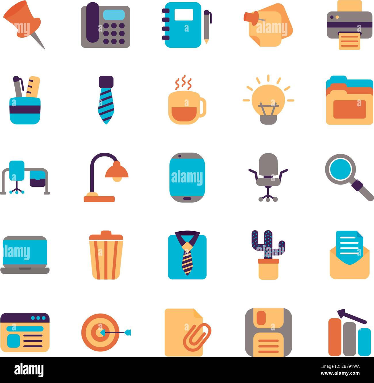 bundle of office set flat style icons Stock Vector Image & Art - Alamy