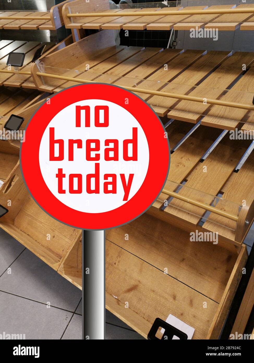 Empty shelves in store in The Netherlands, Europe, Supermarket with