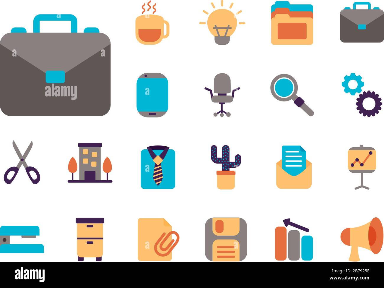 bundle of office set flat style icons Stock Vector Image & Art - Alamy