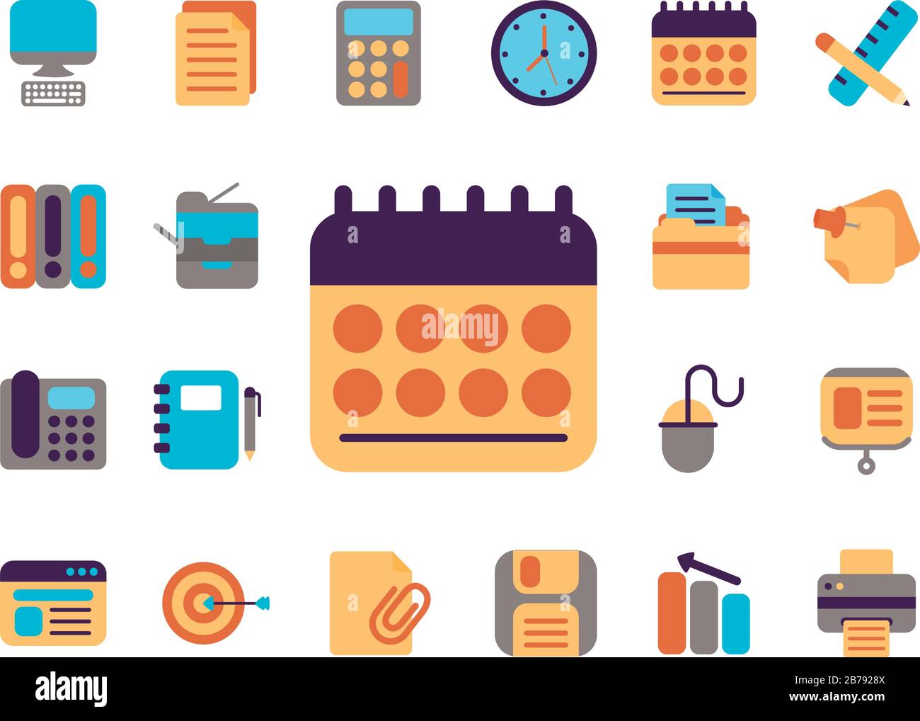 bundle of office set flat style icons Stock Vector Image & Art - Alamy