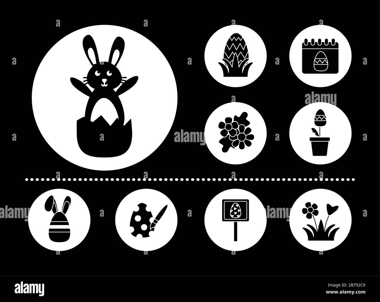 bundle of easter set line icons Stock Vector