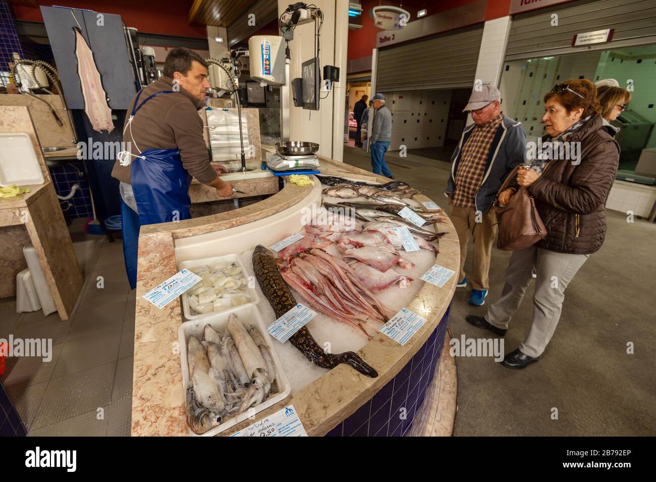 Lagos, Portugal 5 March 2020 Selling and buying fresh fish at Lagos
