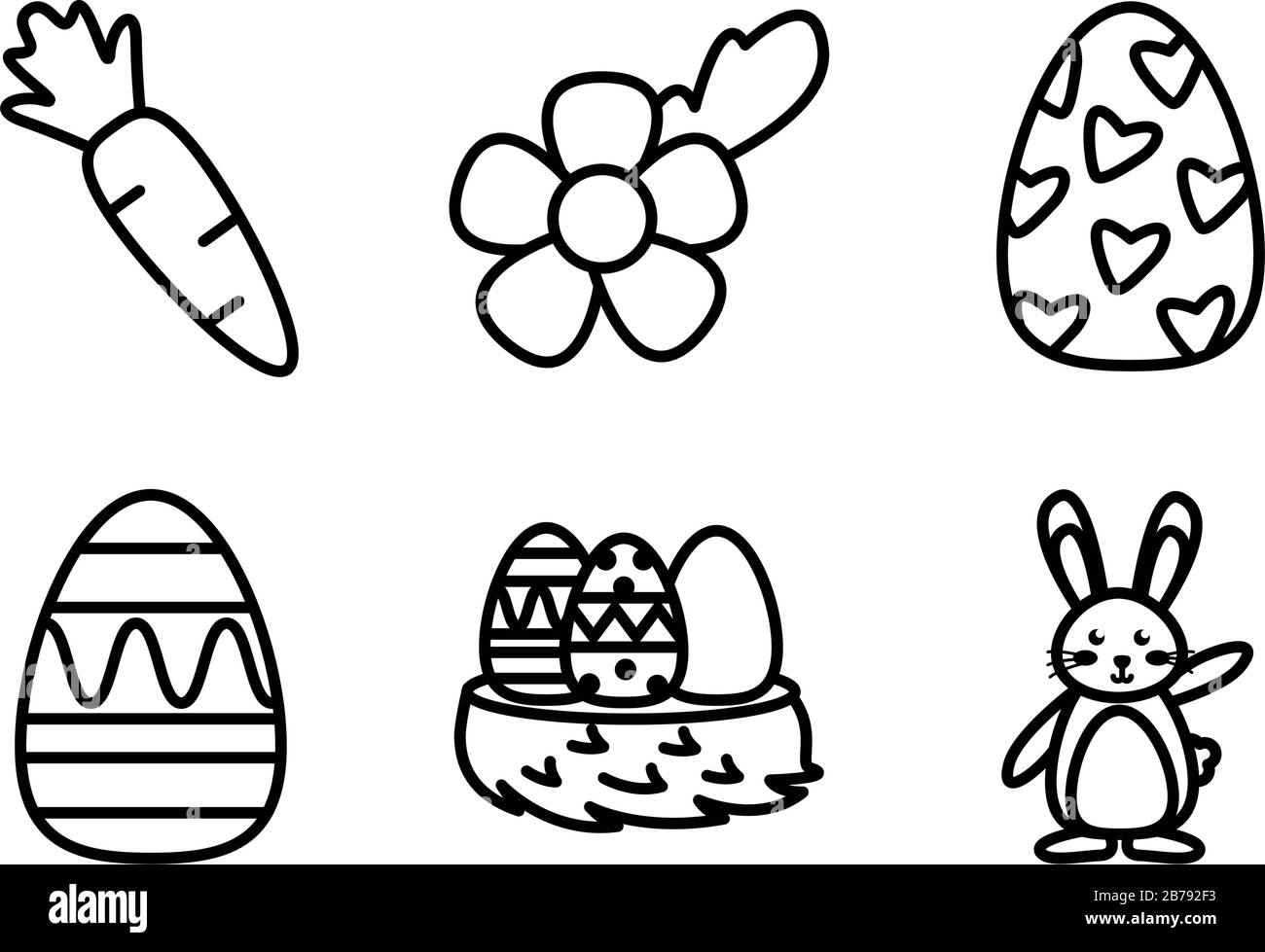 bundle of easter set line icons Stock Vector