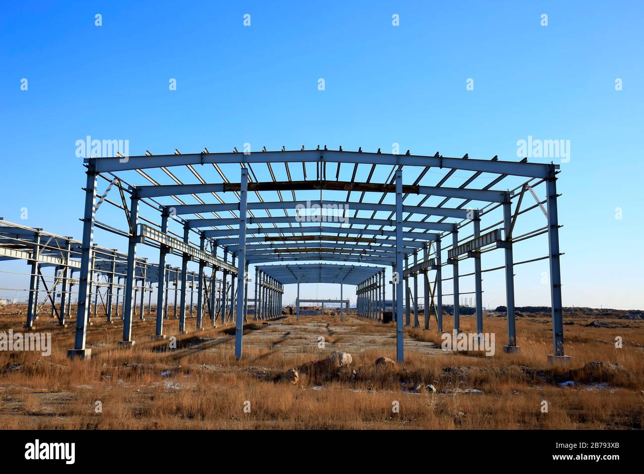 Steel structure at construction site Stock Photo - Alamy