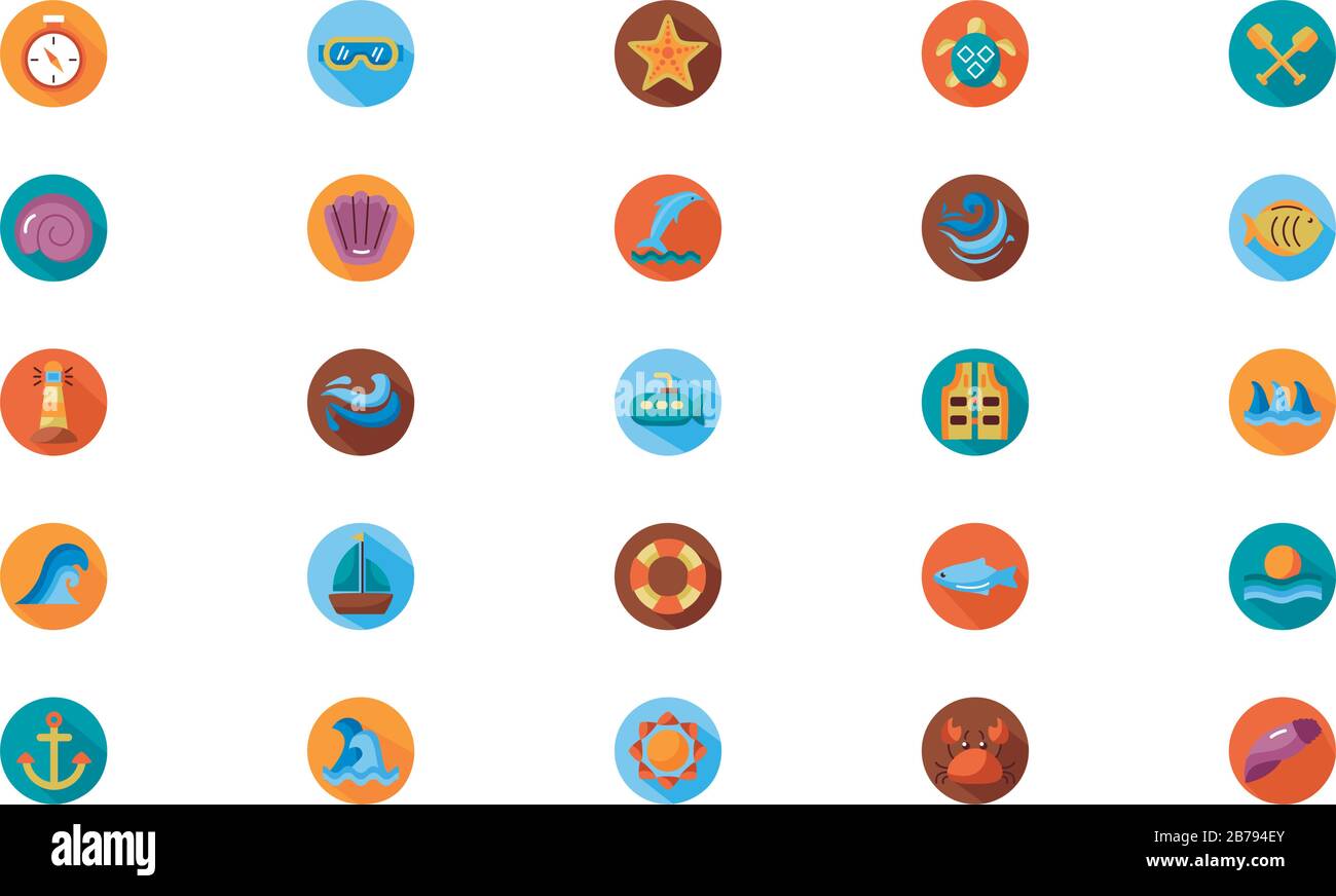 bundle of sea set block style icons Stock Vector Image & Art - Alamy