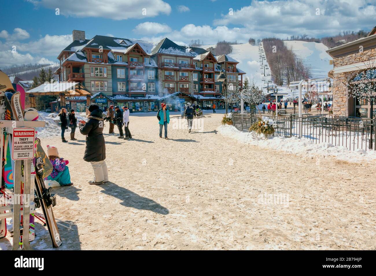 Alpine Skiing in Ontario;Canada; at Blue Mountains in Ontario;Canada near Collingwood Stock Photo