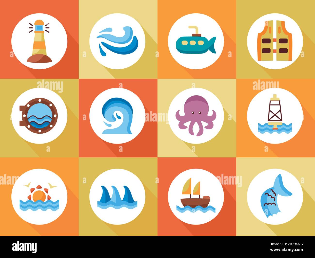 bundle of sea set block style icons Stock Vector Image & Art - Alamy