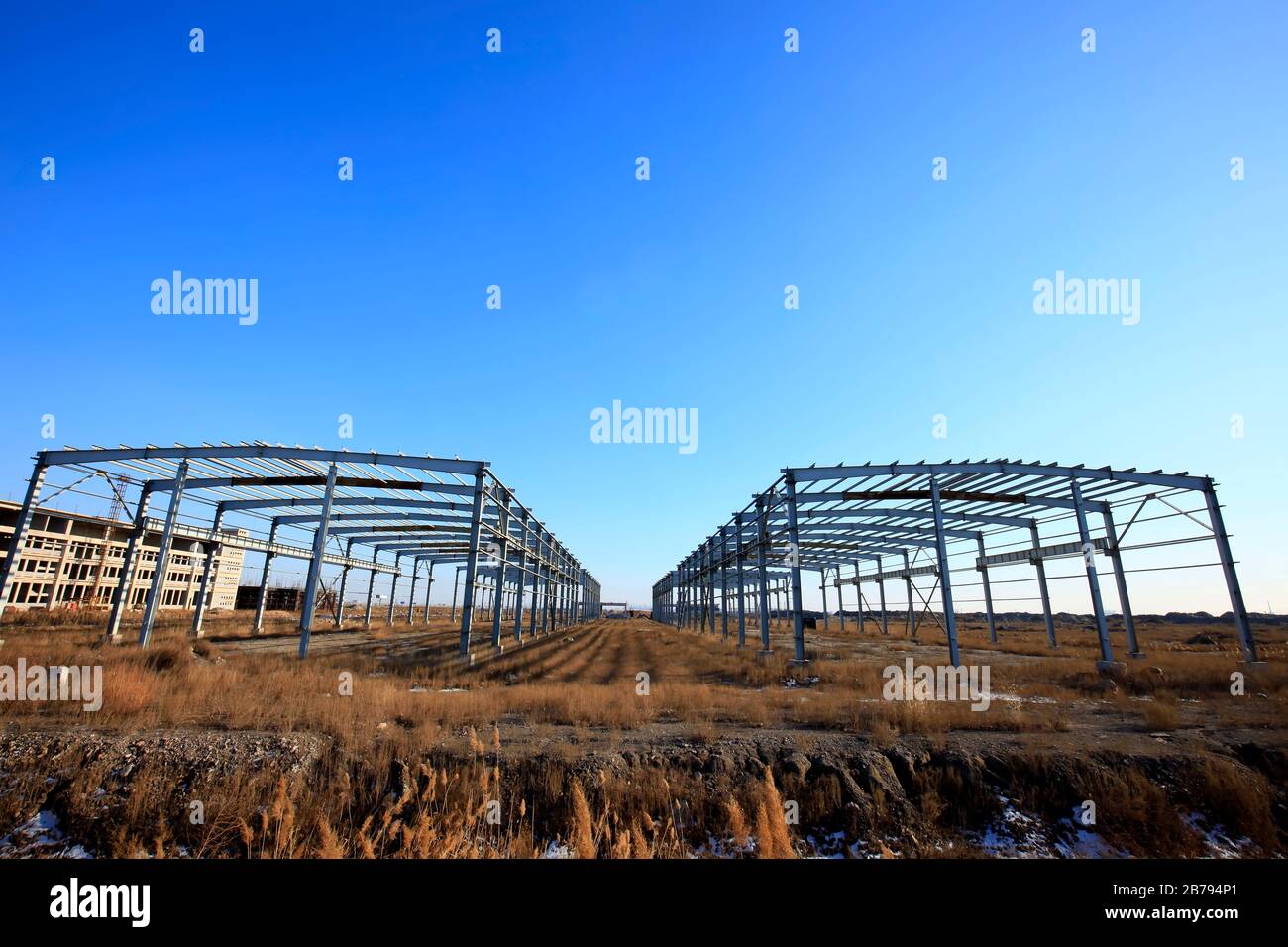 Steel structure at construction site Stock Photo - Alamy