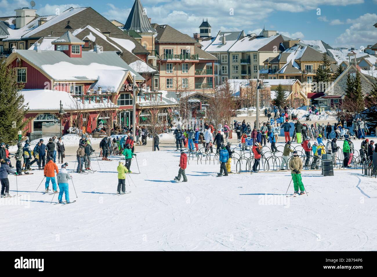 Alpine Skiing in Ontario;Canada; at Blue Mountains in Ontario;Canada near Collingwood Stock Photo