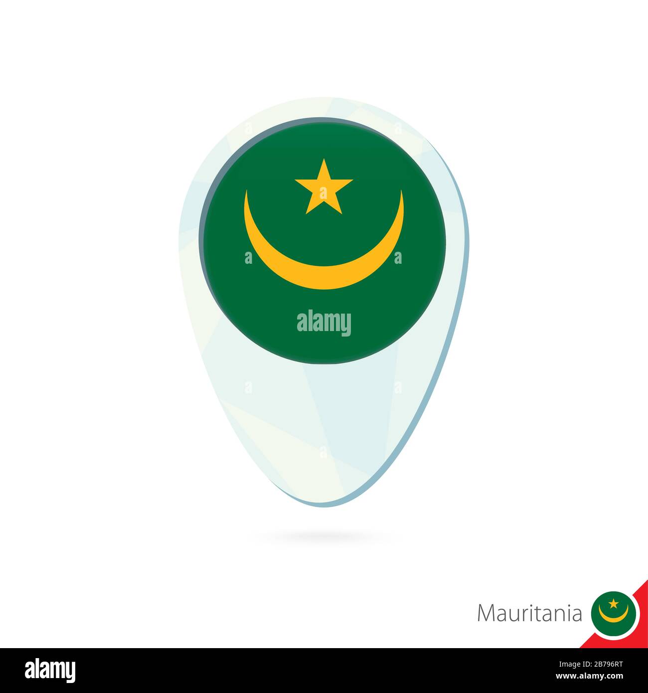 Mauritania flag location map pin icon on white background. Vector ...