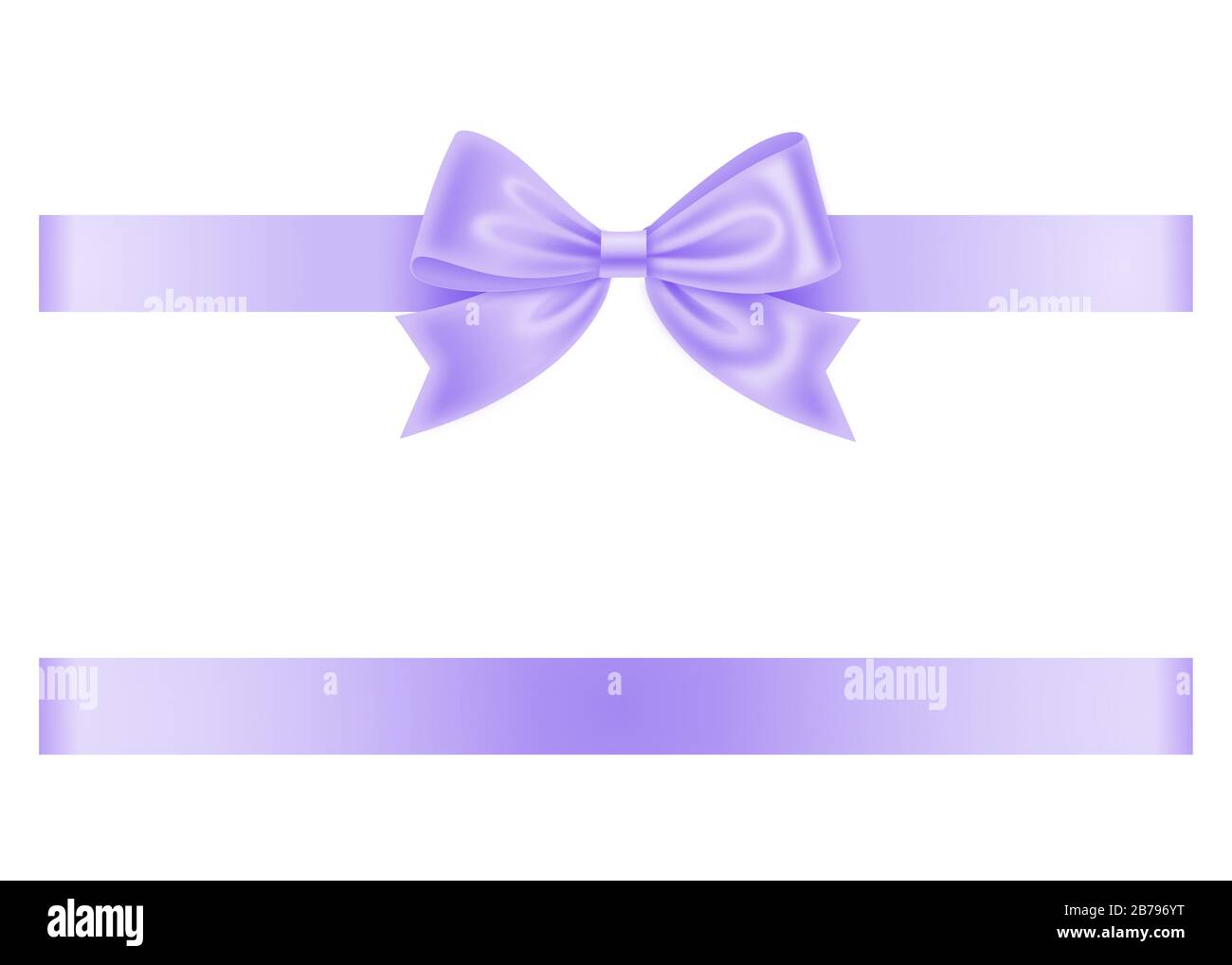violet bow and ribbon on white background Stock Photo