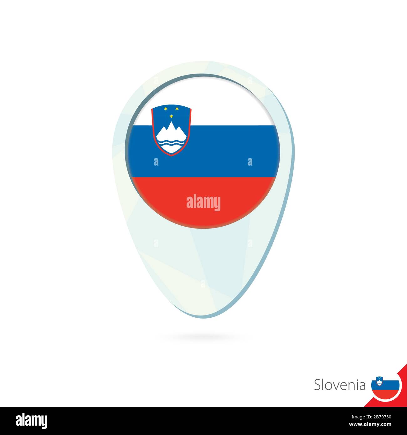 Slovenia flag location map pin icon on white background. Vector ...