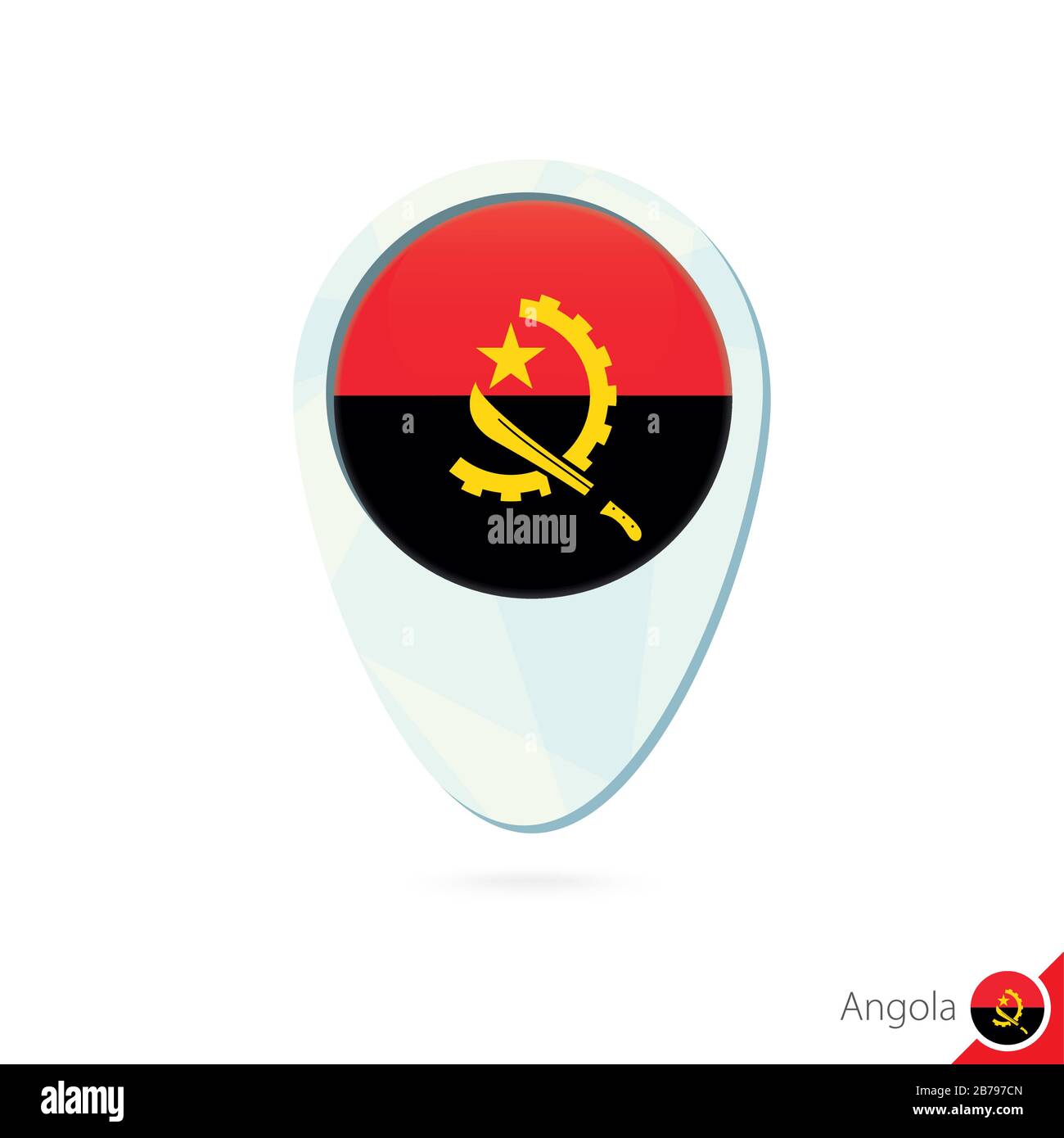 Angola flag location map pin icon on white background. Vector ...