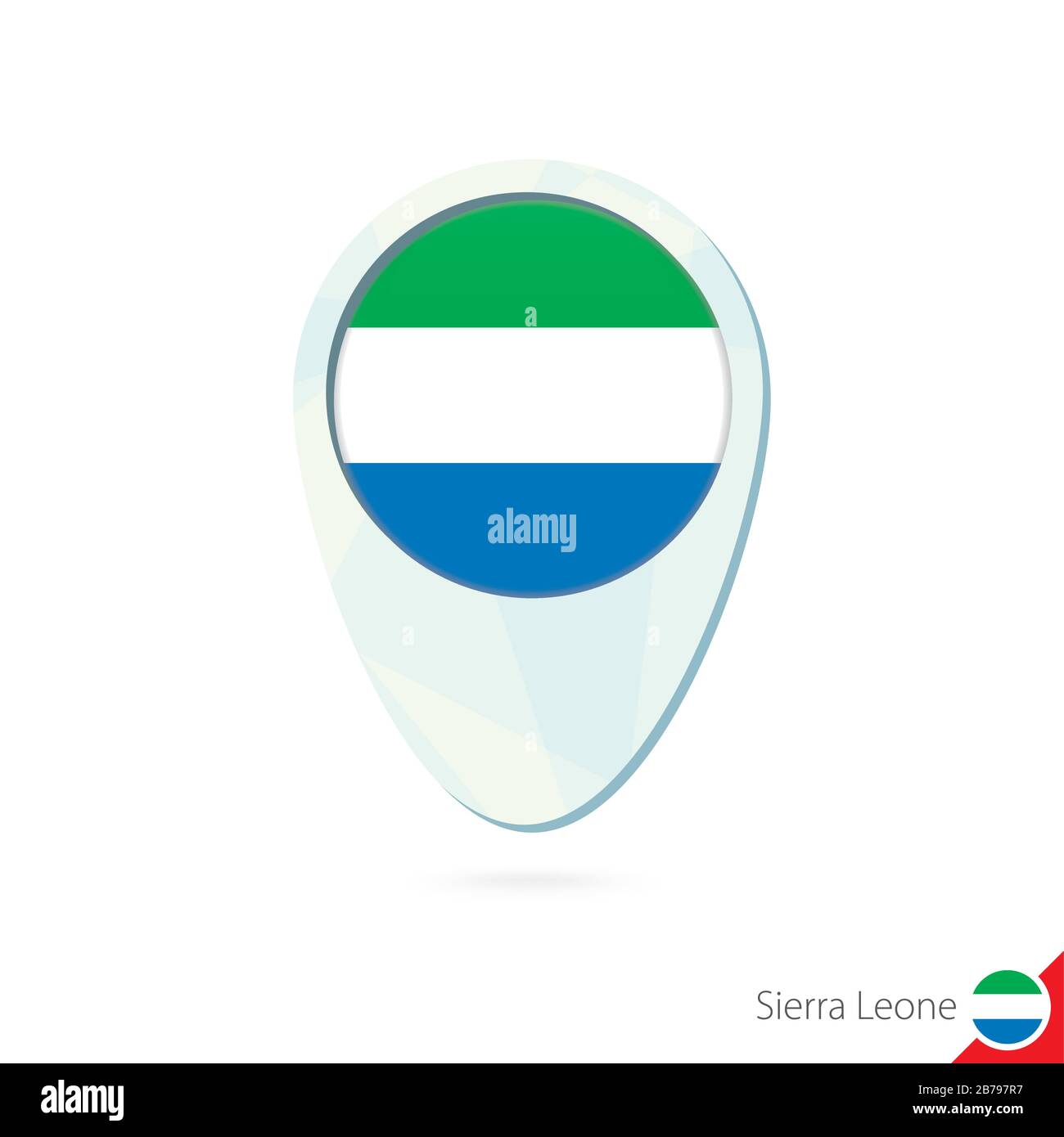 Sierra Leone flag location map pin icon on white background. Vector ...